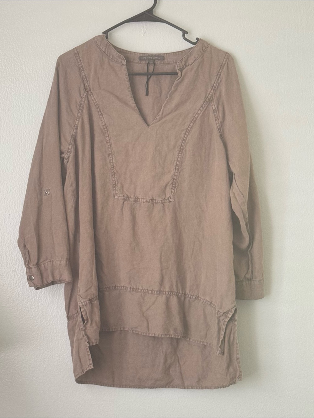 Michael Stars Women’s Large Taupe Linen Tunic Top Boho High Low